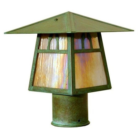 Arroyo Craftsman 8" Carmel Post Mount Without Overlay (Empty), Raw Copper, Clear Seedy Glass CP-8ECS-RC